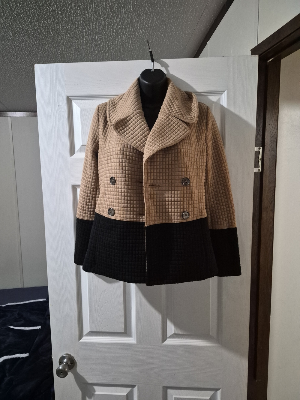 THML Two-Tone Tan and Black Pea Coat